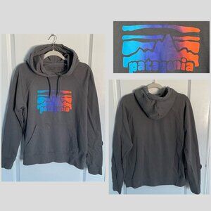 Patagonia Gray Hoodie with Multicolor Logo